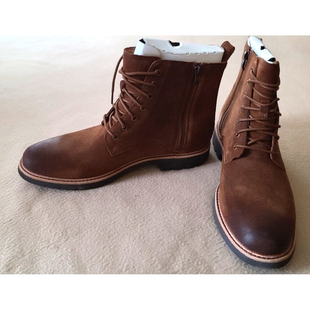 Clarks Mens Batcombe HI2 Brown Suede Ankle Boots 10.5 M Lace Up Zip 26155149 NEW